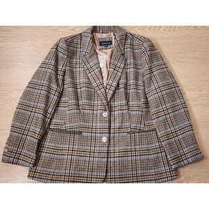 Vintage Chadwick's Wool Blazer Womens 18W Boston Plaid Preppy Houndstooth NWOT